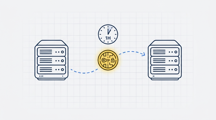 Two servers exchanging a short-lived access token.